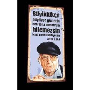 Hayat Poster Attila Ilhan Mini Retro Ahşap Poster