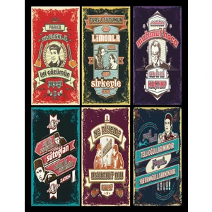 Hayat Poster Yeşilçam Türk Sineması Unutulmaz Replikleri 6lı Mini Retro Ahşap Seti Uv Baskılı
