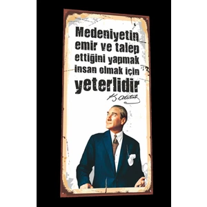 Hayat Poster Mustafa Kemal Atatürk Sözleri Mini Retro Ahşap Poster-1