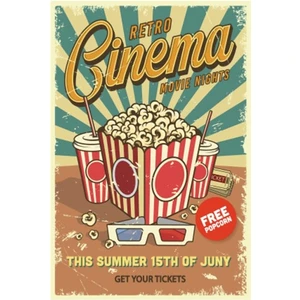 Hayat Poster Retro Sinema Geceleri Retro Ahşap Poster