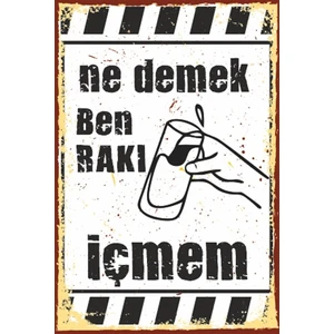 Hayat Poster Ne Demek Ben Rakı Içmem Duvar Yazısı Retro Ahşap Poster 762