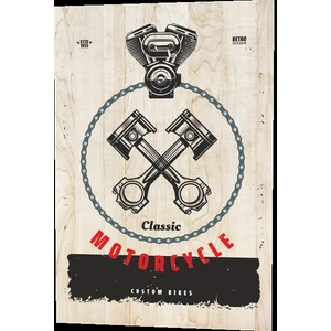 Hayat Poster Klasik Motor Ahşap Desenli Retro Vintage Ahşap Poster