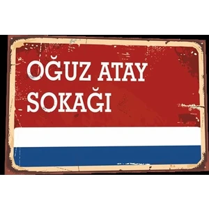 Hayat Poster Oğuz Atay Sokağı Tabela Tarz Retro Ahşap Poster 809