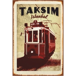 Hayat Poster Istanbul Taksim Retro Vintage Ahşap Poster