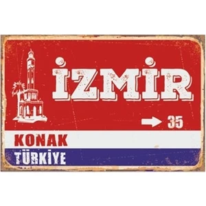 Hayat Poster Izmir Konak Sokak Tabelası Retro Vintage Ahşap Poster