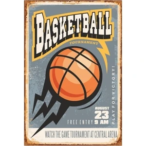Hayat Poster Basketbol  Retro Vintage Ahşap Poster