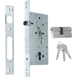 Monoblok Çelik Kapı Kilidi 60MM - Krom (Sn Nikel Silindirli) 252 Rsn