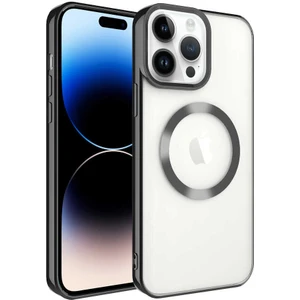 Apple iPhone 14 Pro Kılıf Magsafe Köşeleri Renkli Lüx Şeffaf Kamera Korumalı Silikon Kapak