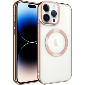 Apple iPhone 14 Pro Kılıf Magsafe Köşeleri Renkli Lüx Şeffaf Kamera Korumalı Silikon Kapak