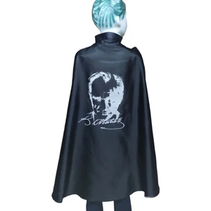 Atatürk Baskılı Siyah Pelerin 3-14 Yaş