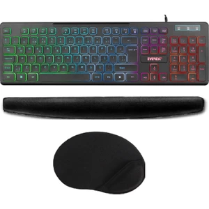 KB-120 Sleek Siyah USB Aydınlatmalı Q Gaming Oyuncu Klavyesi + Klavye Pad + Mouse Pad Set