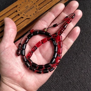 Vip Kehribar Imzalı 7X11 mm Ateşi Kehribar Tesbih - Usta Işçilikli - Ahşap Kutulu - Hediye Tespih
