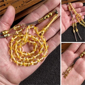 Vip Kehribar 7X11 mm  Ateşi Kehribar Tesbih Kişiselleştirilebilir Isme Özel Kehribar Tespih Ahşap Kutulu