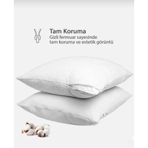 AY Home  2 Adet Pamuklu Fermuarlı Sıvı Geçirmez Yastıkalezi Yastık Koruyucuyastık Kılıfıyastıkiçi BEYAZ50X70 cm
