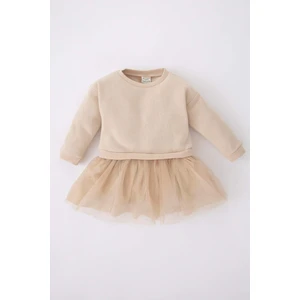 Kız Bebek Bisiklet Yaka Uzun Kollu Sweat Elbise Z3336A222WN