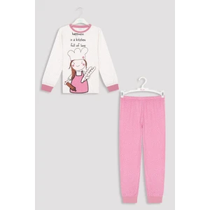 Çok Renkli Kız Çocuk Aşçı Desenli Pijama Takımı