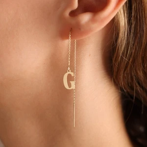 Sembol Gold 14 Ayar Altın Harf Küpe Tek Adet Bütün Harfler Mevcut