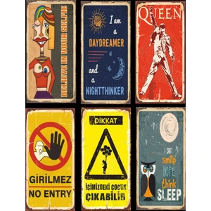 Hayat Poster 6lı Retro Ahşap Poster Seti-9