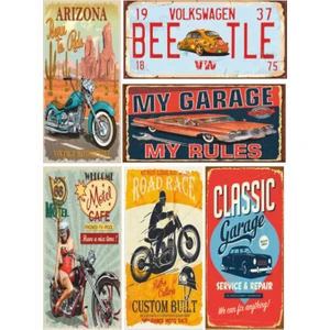 Hayat Poster Motor Araba Temelı 6lı Ahşap Poster Seti