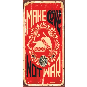 Hayat Poster Savaşma Seviş (10 cm x 20 Cm) Mini Retro Ahşap Poster