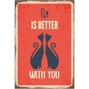 Hayat Poster Life Is Better With You Retro Vintage Ahşap Poster