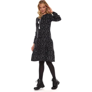 Beyaz Uzun Kol Pazen  Püskül Yaka Kısa Elbise