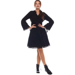 Pazen Siyah Düz Desen Kısa Elbise