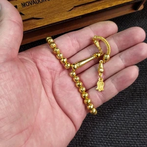 Vip Kehribar 6x6 mm Bilekboy Metal Tesbih - Ahşap Kutulu Hediye Tespih - Alpaka Tesbih - Gümüş Kaplama Tesbih