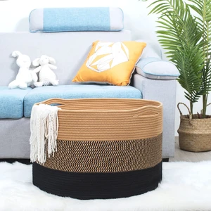 Büyük Boy Jüt Pamuklu Sepet, Bebek Eşya Toplama Sepeti, Yumuşak Büyük Saklama Sepeti