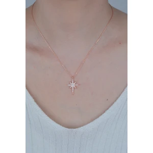 925 Ayar Gümüş Rose Kuzey Yıldızı Kolye