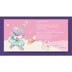 Tellgraf Reklam Hizmetleri Kız Bebek Temalı Teşekkür Kartı 5,5 x 8,5 cm 100 Adet