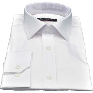 Beyaz Armür Desenli Slim Fit Düz Renk Uzun Kol Erkek Gömlek - 257-1