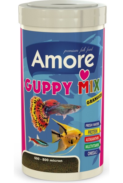 Guppy Mix Granules 250ML ve Tropical Mix Selection 250ML ve Micron Yavru Balık Yemi