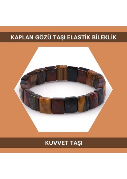 Kuvvet Taşı Kaplan Gözü Doğal Taş Elastik Bileklik DB137