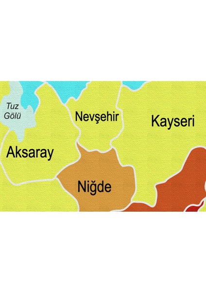 Türkiye Haritası Kanvas Tablo Sınır Komşulu Eğitici ve Öğretici Dekoratif Tablo 3082