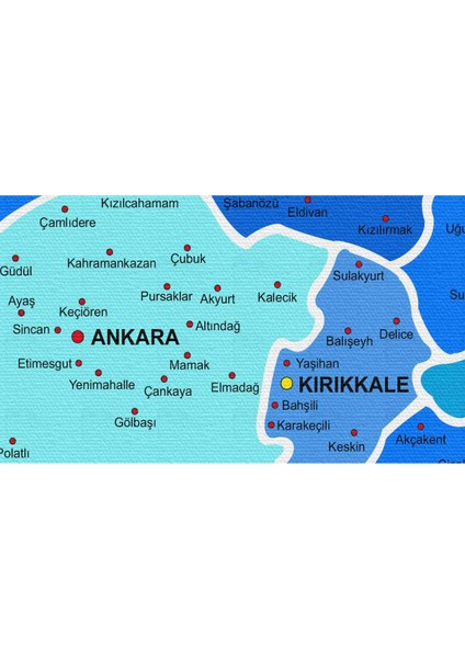 Türkiye Haritası Kanvas Tablo Il ve Ilçeli Ayrıntılı Eğitici-Öğretici Dekoratif Tablo 3030