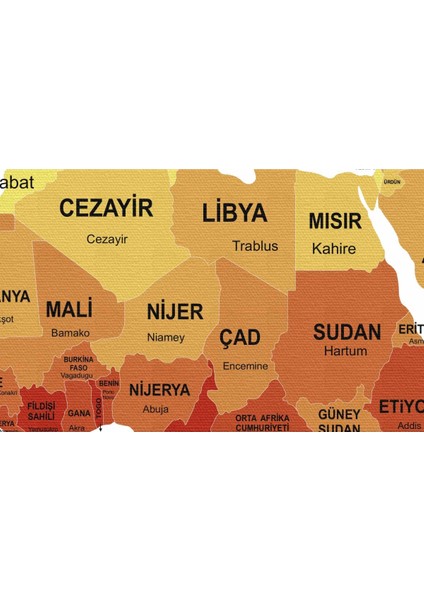 Türkçe Dünya Haritası Kanvas Tablo Ülke Başkentli ve Ünlü Yerler Sembollü Dekoratif 2640 modelleri
