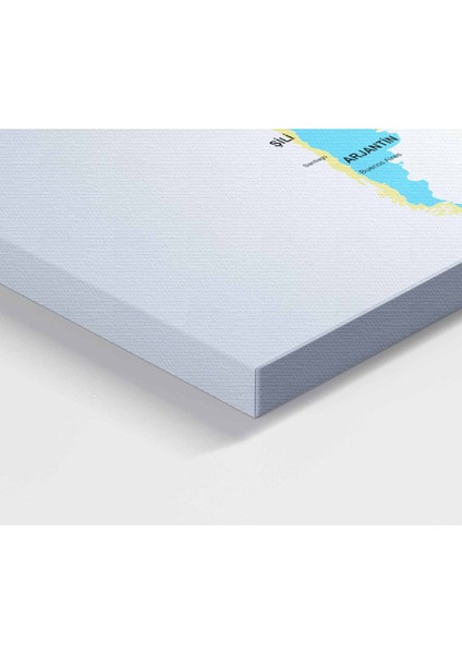 Türkçe Dünya Haritası Kanvas Tablo Ülke Başkentli ve Ünlü Yerler Sembollü Dekoratif 2640 fırsatları