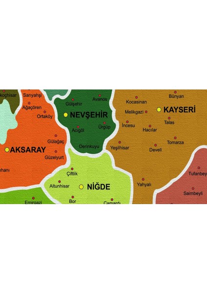 Türkiye Haritası Kanvas Tablo Il ve Ilçeli Ayrıntılı Eğitici-Öğretici Komşulu Dekoratif Tablo 3000 modelleri