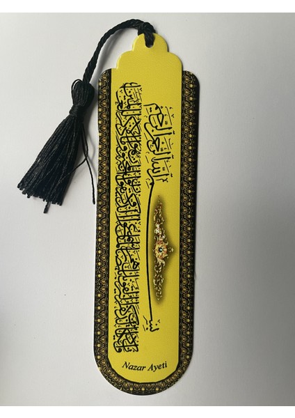 Nazar Ayeti Yazılı, Siyah Püsküllü Sarı-Siyah Kitap Ayracı