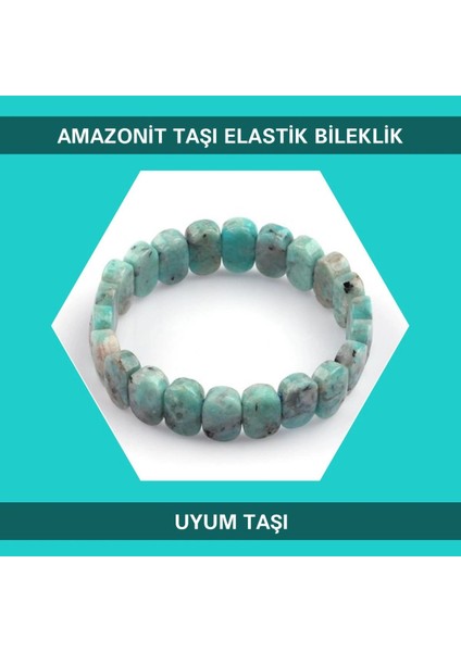Uyum Taşı Amazonit Doğal Taşı Elastik Bileklik DB144