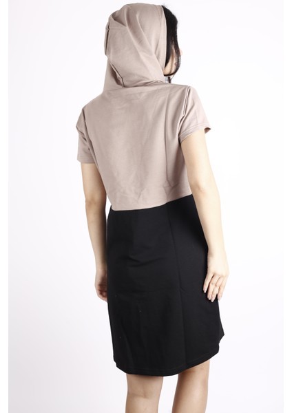 Kadın Kahve Kısa Kollu Diz Üstü Elbise Pamuk Uzun Tunik 22KTNKTONO fırsatları