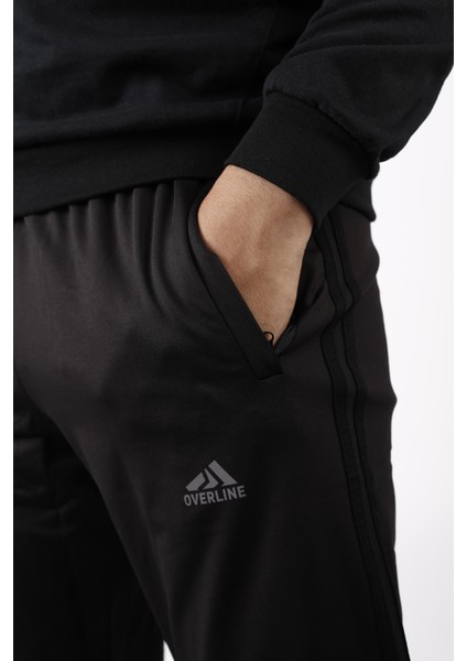 Erkek Siyah Düz Paça Dalgıç Scuba Kumaş Fermuarlı Cep Eşofman Altı 22EESAH406 modelleri