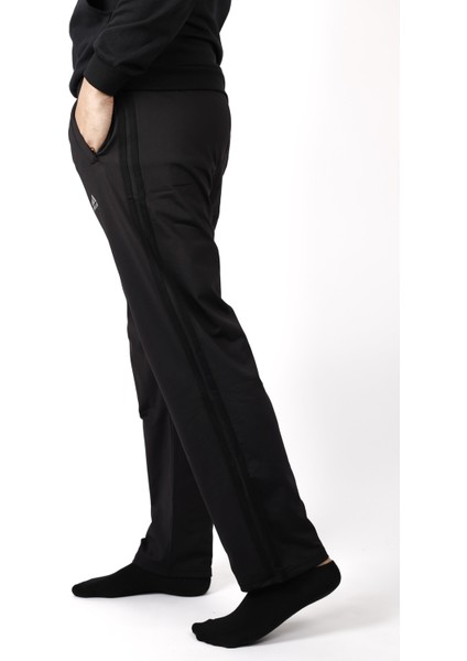 Erkek Siyah Düz Paça Dalgıç Scuba Kumaş Fermuarlı Cep Eşofman Altı 22EESAH406 fırsatları