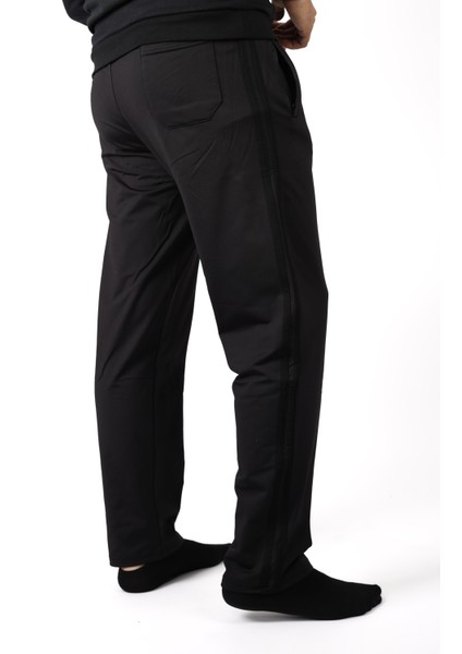 Erkek Siyah Düz Paça Dalgıç Scuba Kumaş Fermuarlı Cep Eşofman Altı 22EESAH406 indirimleri