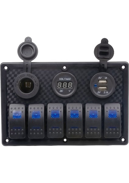 Switch Panel 6'lı +Usb+Plastik Çakmaklık+ Voltmetre