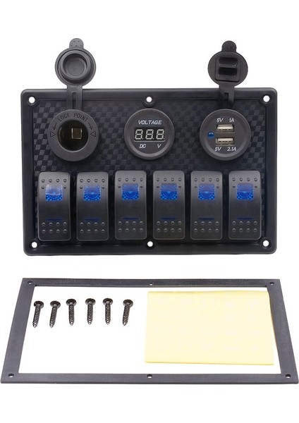 Switch Panel 6'lı +Usb+Plastik Çakmaklık+ Voltmetre