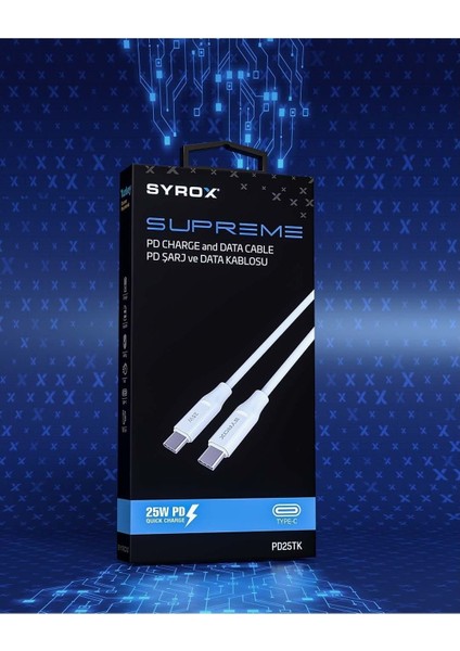 PD25TK Type-C To Type-C Pd 25W Hızlı Data/şarj Kablosu 1mt Beyaz / Electronıccheap modelleri