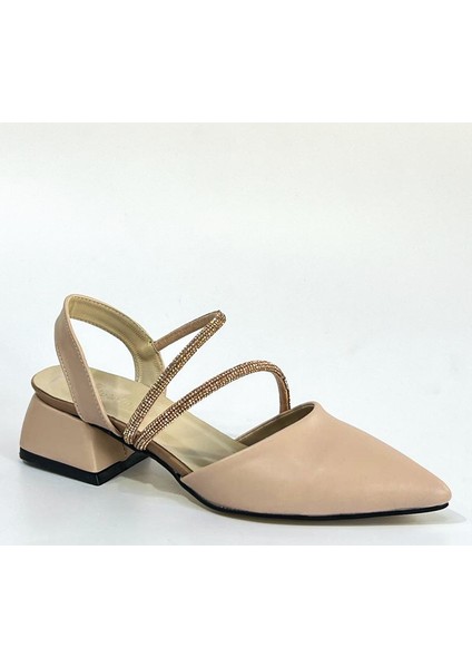 Ten Kadın Iki Taşlı Günlük Abiye Kısa Topuklu Ayakkabı - Ten - 40 modelleri