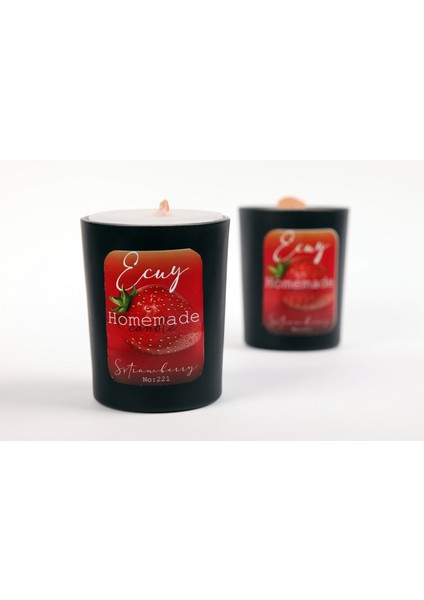Dekoratif Mum Çilek Aromalı Ahşap Fitilli Hediye Kutulu El Yapımı Hediyelik Doğal 2 Adet Mumluk modelleri